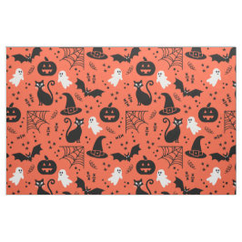 Tecido Pumpkin Laranja Bonito Pumpkin Fantasma Padrão do