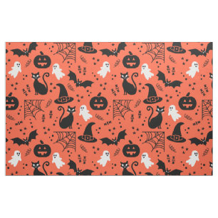 Tecido Pumpkin Laranja Bonito Pumpkin Fantasma Padrão do 