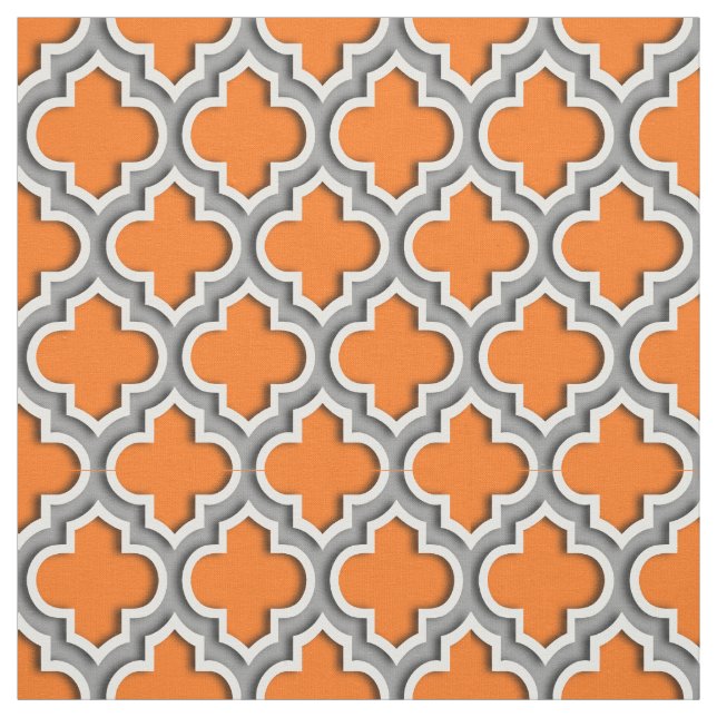 Tecido Pumpkin Laranja, Cinza Escura Quatrefoil Marroquin (Modelo)