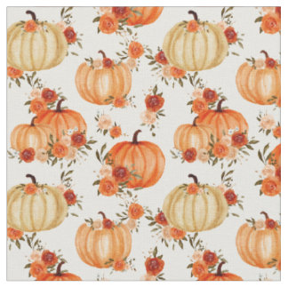 Tecido Pumpkin Laranja Pumpkin Padrão Floral