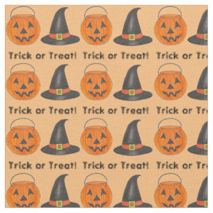 Tecido Pumpkin Witch Hat Orange Halloween