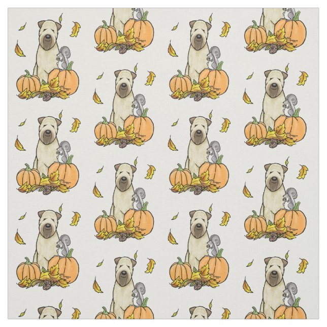 Tecido Pumpkins Cute de Queda de Terrier (sem punho 1b2) (Modelo)