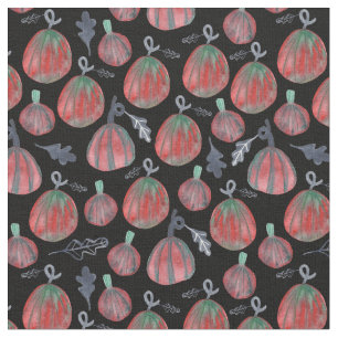 Tecido Pumpkins de outono de Diversão Padrão de Aquarel