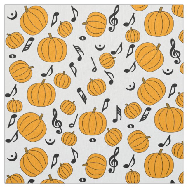 Tecido Pumpkins e notas de música (Modelo)