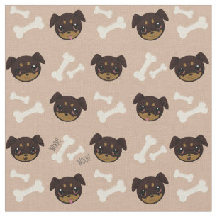 Tecido Puppy e Ossos do Rottweiler Cute