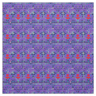 Tecido Puro Boho Sunrise   Flores Vermelhas