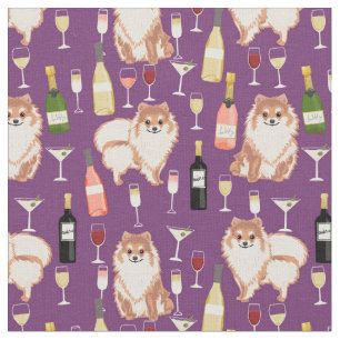 Tecido Púrpura de vinho e cachorro da Pomerânia