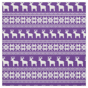 Tecido Púrpura Reindeer de Natal - Padrão do Floco de N