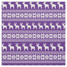 Tecido Púrpura Reindeer de Natal - Padrão do Floco de Nev