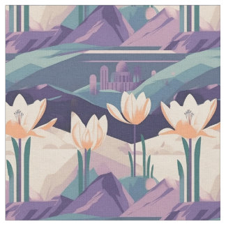Tecido Púrpura Vintage Crocus Geométrico Design