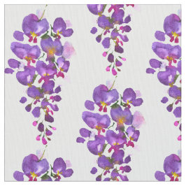 Tecido Púrpura Wisteria Floral Watercolor Padrão