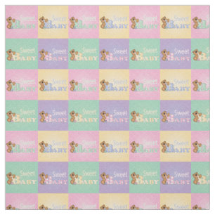 Tecido Quadrados de Urso de Bebê Doce  Pastel Colors