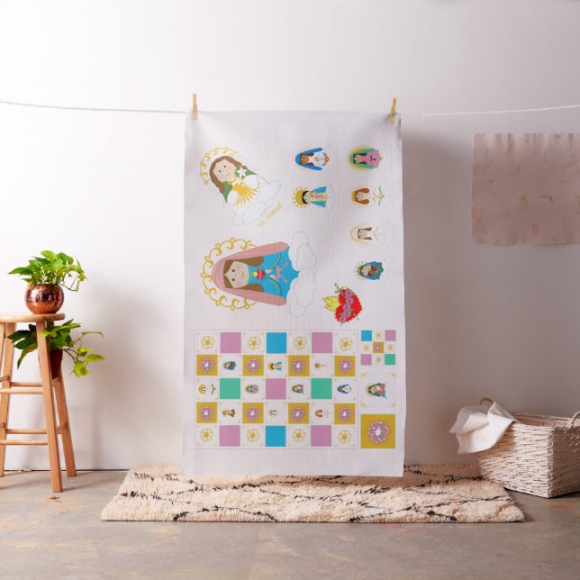 Tecido Quadrados e bonecas bonitos marianos da edredão do (In Situ)