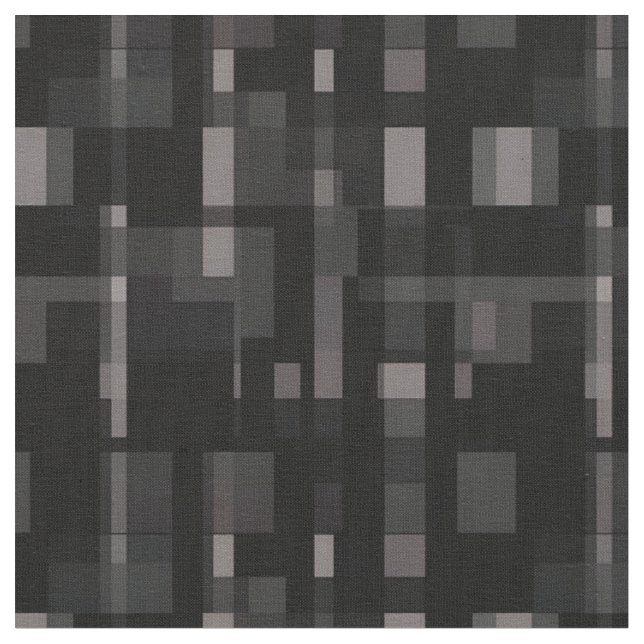 Tecido Quadrados e retângulos de Abstrato preto/Cinza (Detalhe)