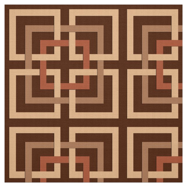 Tecido Quadrados geométricos, castanho chocolate modernos (Modelo)