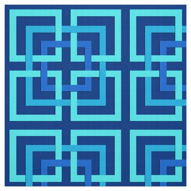 Tecido Quadrados Geométricos Modernos, Cobalto e Azul-Céu (Modelo)