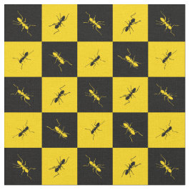 Tecido quadrados pretos e amarelos do tabuleiro