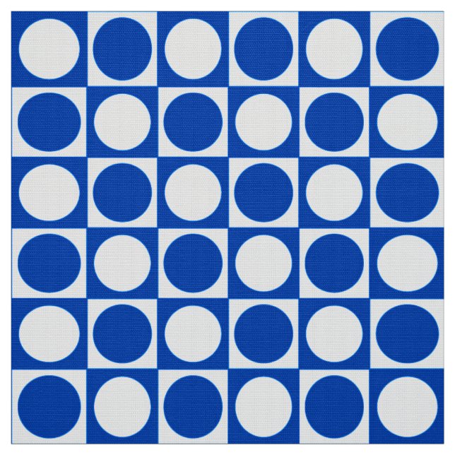 Tecido Quadro de verificação do século médio - cobalto e  (Modelo)