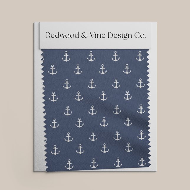 Tecido Qualquer cor | Impressão de Âncora Náutica marinho (Criador carregado)