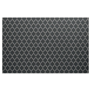 Tecido Quatrefoil Branco a Preto