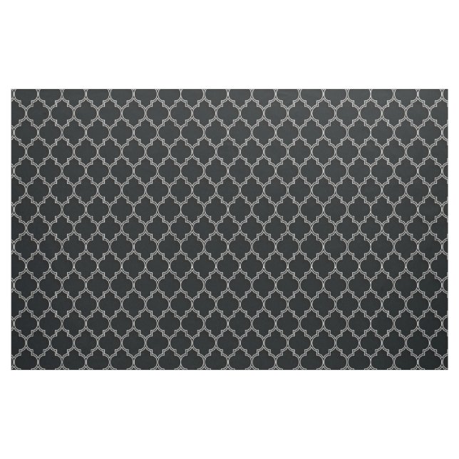 Tecido Quatrefoil Branco a Preto (Jarda)