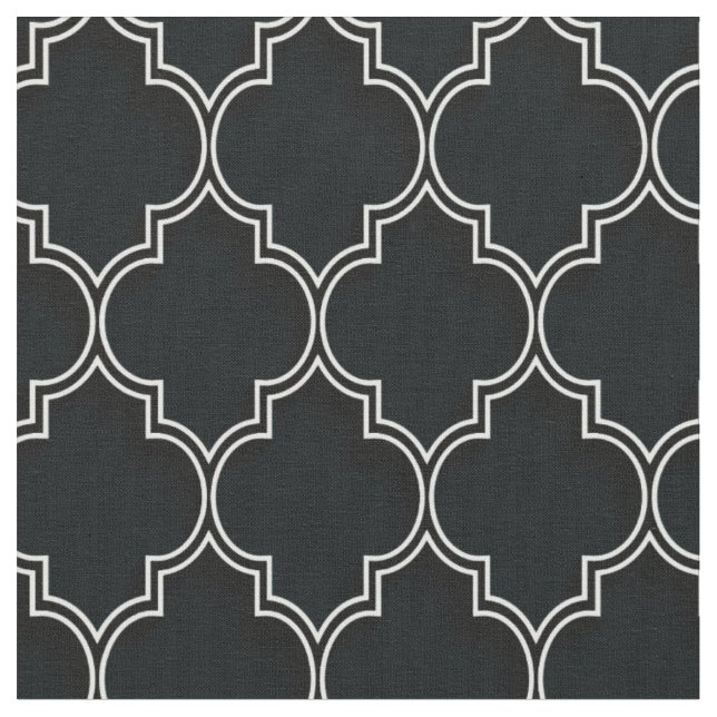 Tecido Quatrefoil Branco a Preto (Detalhe)