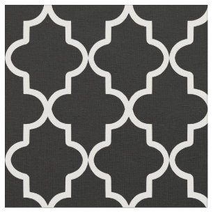 Tecido Quatrefoil de Marrocos negro