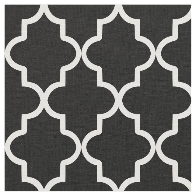 Tecido Quatrefoil de Marrocos negro (Detalhe)
