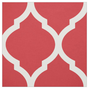 Tecido Quatrefoil de Marrocos vermelho em grande escala