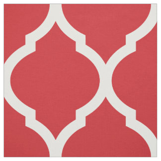 Tecido Quatrefoil de Marrocos vermelho em grande escala