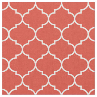 Tecido Quatrefoil marroquino Fiesta Vermelho e Branco