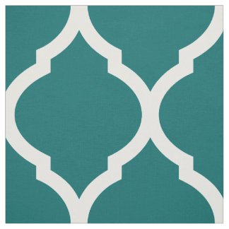 Tecido Quatrefoil marroquino negro em larga escala