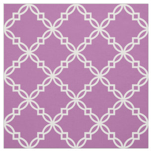Tecido Quatrefoil Marroquino, Rico Branco, Roxo
