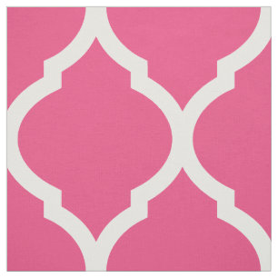 Tecido Quatrefoil Marroquino Rosa Quente Grande Escala