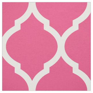 Tecido Quatrefoil Marroquino Rosa Quente Grande Escala