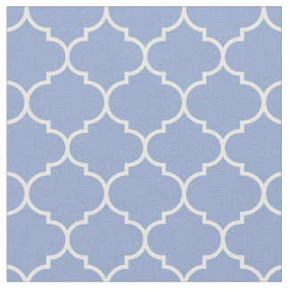 Tecido Quatrefoil marroquino, serenidade azul e branca
