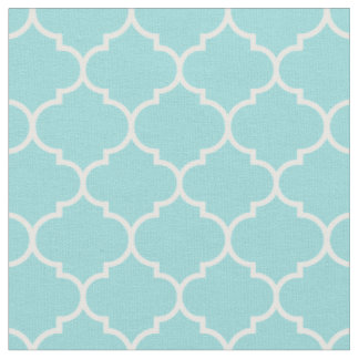 Tecido Quatrefoil marroquino Shell Aqua & White