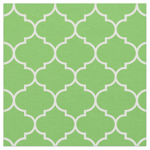 Tecido Quatrefoil Verde e Branco marroquino