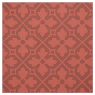 Tecido Quatrefoils Revival Gótico, Tijolo Vermelho