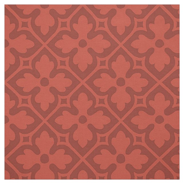 Tecido Quatrefoils Revival Gótico, Tijolo Vermelho (Modelo)