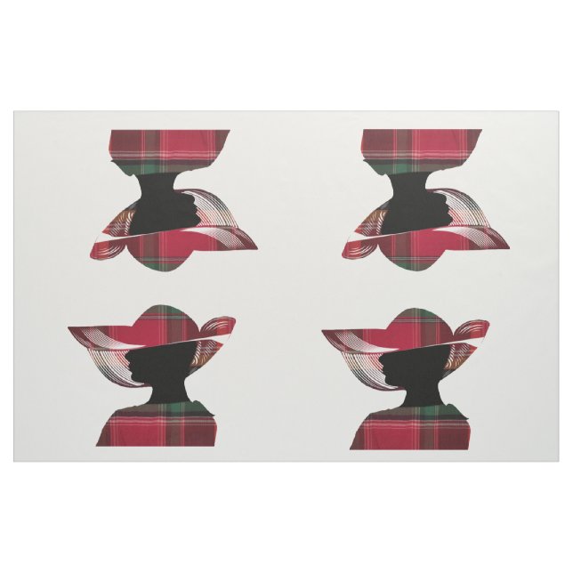 Tecido Quatro mulheres Silhouette Hat Madras Padrão de Xa (Jarda)