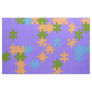 Tecido Quebra-cabeça Roxo, Verde, Laranja e Azul Padrão