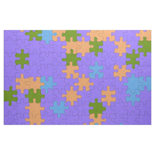 Tecido Quebra-cabeça Roxo, Verde, Laranja e Azul Padrão (Jarda)