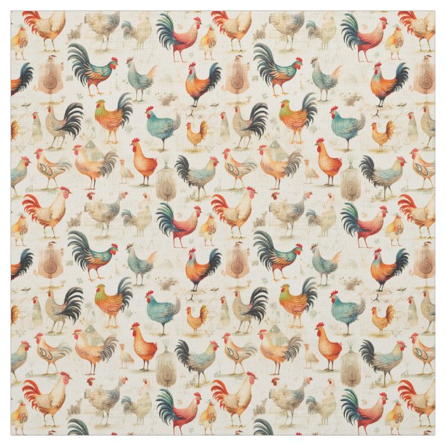 Tecido Quirky Cluckers: Frango Whimsy (Modelo)
