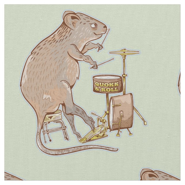Tecido Quokka Tocando Tambores (Detalhe)