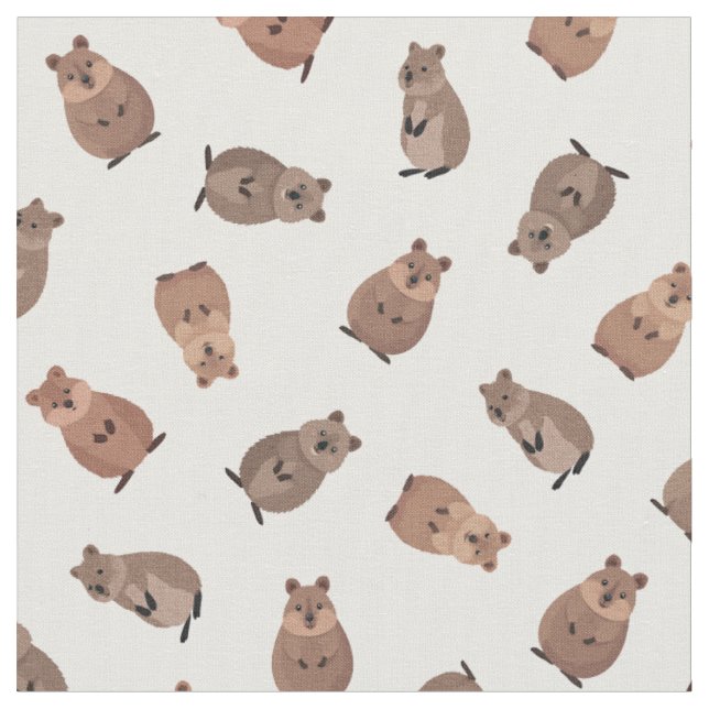 Tecido Quokkas Ilustrados em Branco (Detalhe)
