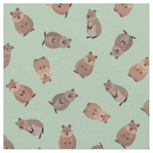 Tecido Quokkas Ilustrados em Verde Claro