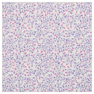 Tecido Rabiscos flóricos cor-de-rosa e violeta