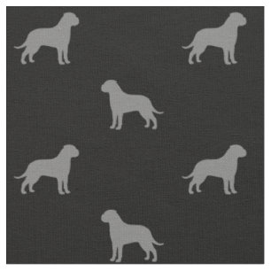 Tecido Raça Bullmastiff Cachorros Silhouettes Patterados