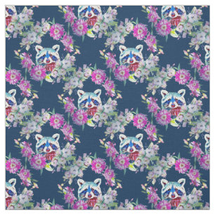 Tecido Raccoon Floral Woodland